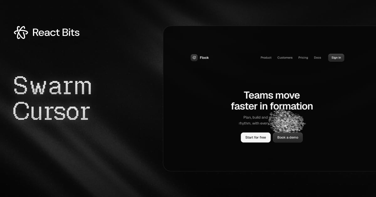 Swarm Cursor, a React Bits component