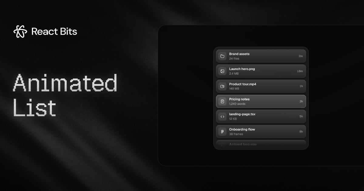 Animated List, a React Bits component