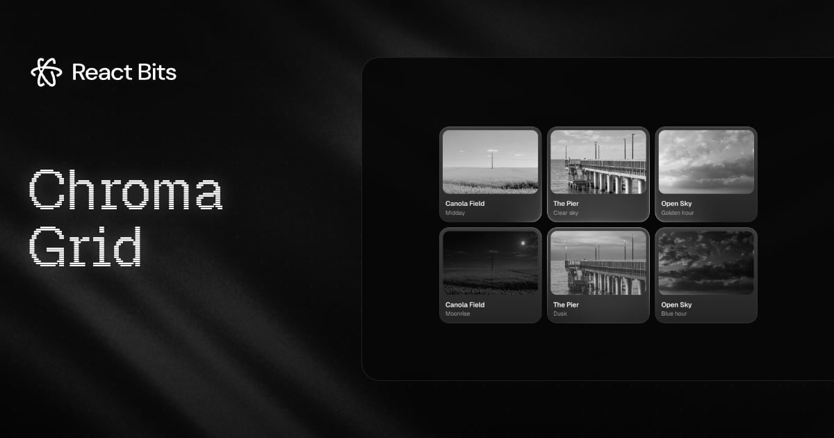 Chroma Grid, a React Bits component
