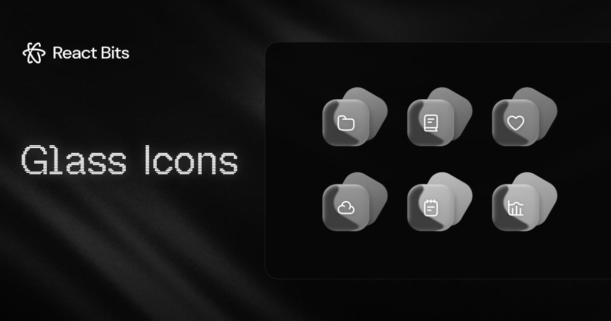Glass Icons, a React Bits component